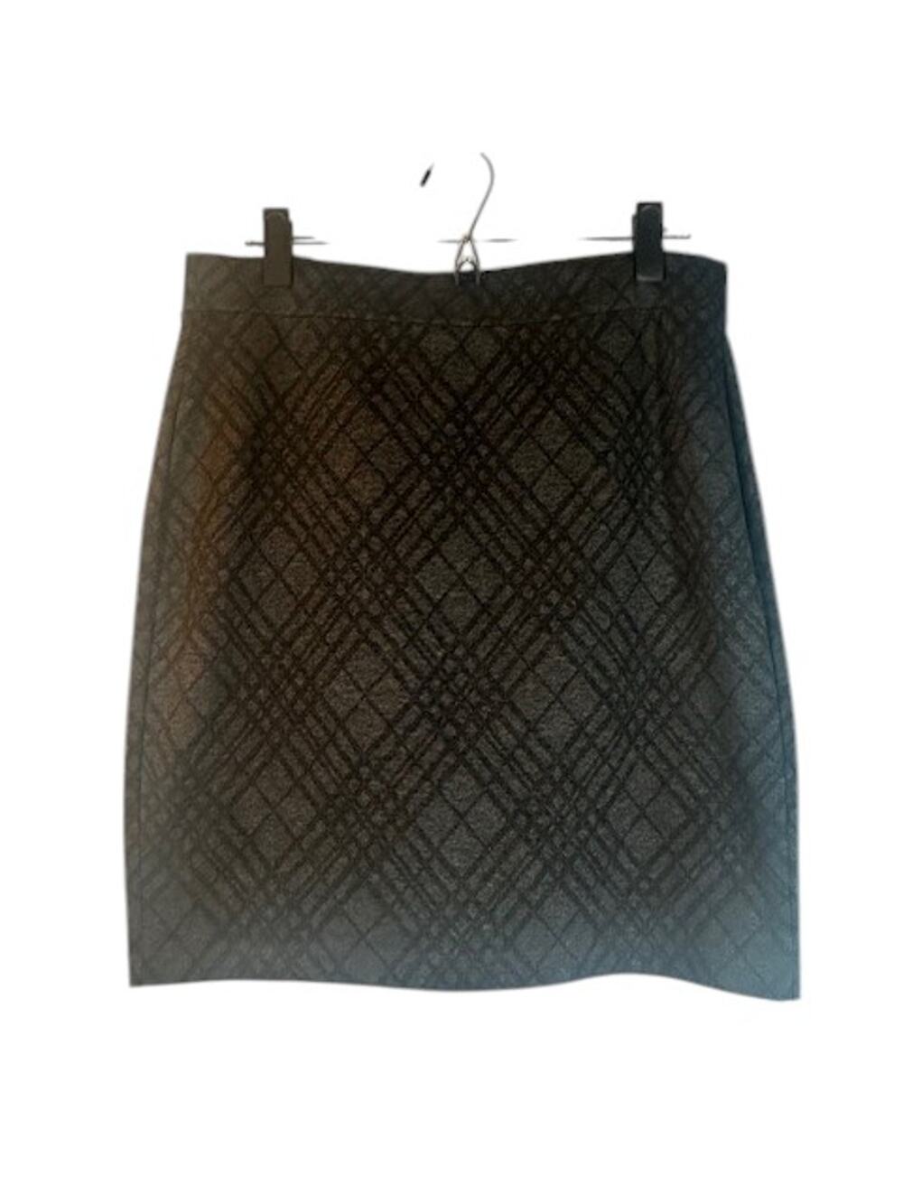 Ann Taylor LOFT Women’s Gray & Black Striped Diamond Plaid Mini Skirt Size Med